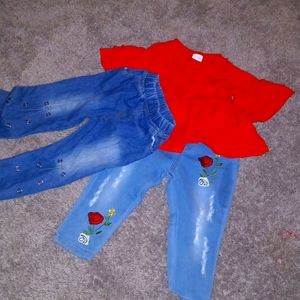 Outfit and extra pair jeans